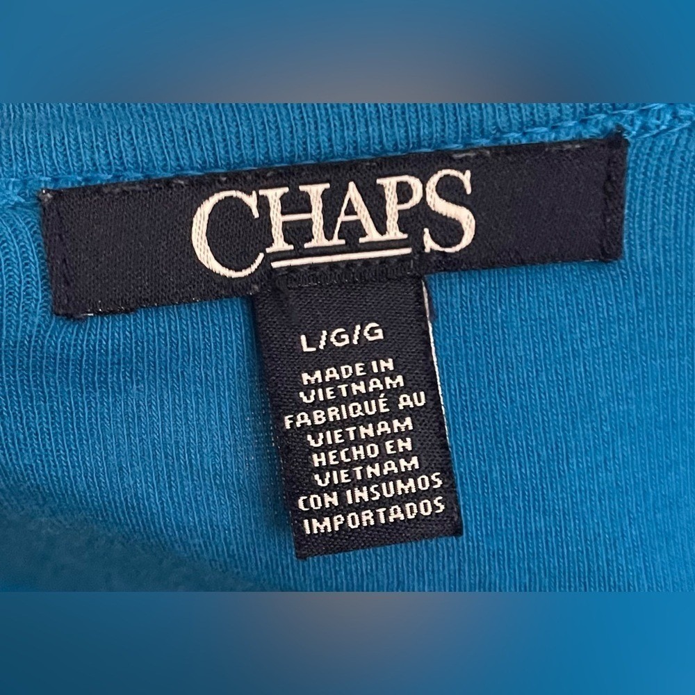 Chaps-โ Teal 3/4 Sleeve Women's Top Size L - Picture 7 of 8
